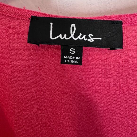 NWT LULUS Coral Pink My philosophy wrap dress size small - Picture 3 of 9